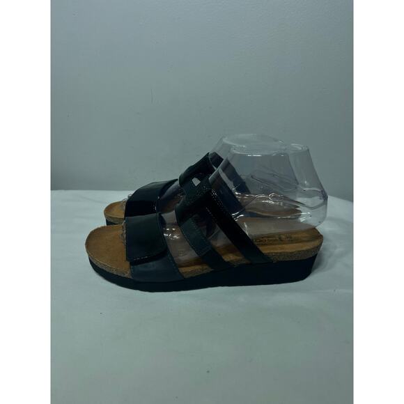 Naot Sandals Nancy Wedge Black Patent Leather Vacation Comfy Casual Travel 39/8 - Picture 6 of 6